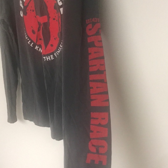 Spartan Race Participants Long Sleeve Tee Shirt Gray and Red XL - Picture 5 of 5